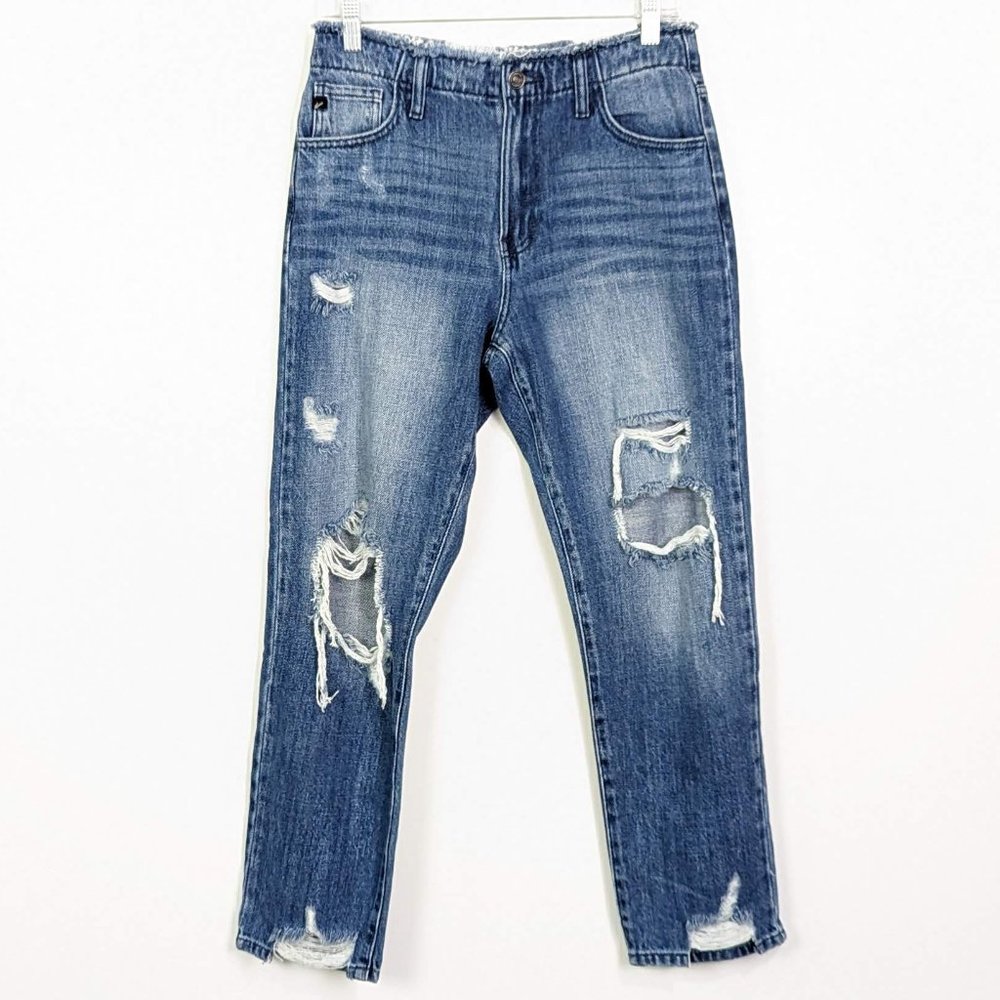 KanCan Straight Fit Medium Wash Distressed Jeans Size 26